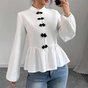 New Long-sleeve Figure-flattering Elegant Slim-fit Fashionable Western-style Pullover Shirt Top