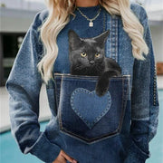 Bold 3D Printed Street Style Round Neck Sweater