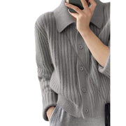 Autumn Designer Lapel Cardigan Womens Sweater