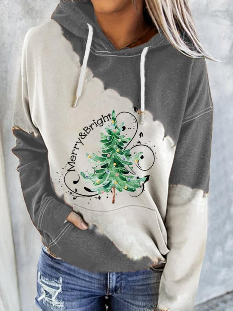 Festive Christmas Tree 3D Printed Women's Hooded Pullover Sweater