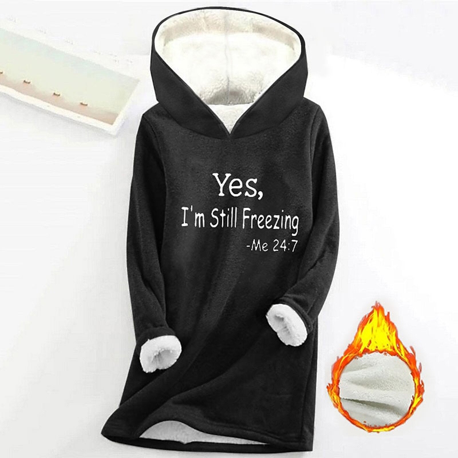 Cozy Plush Long Sleeve Offset Print Pullover Sweater