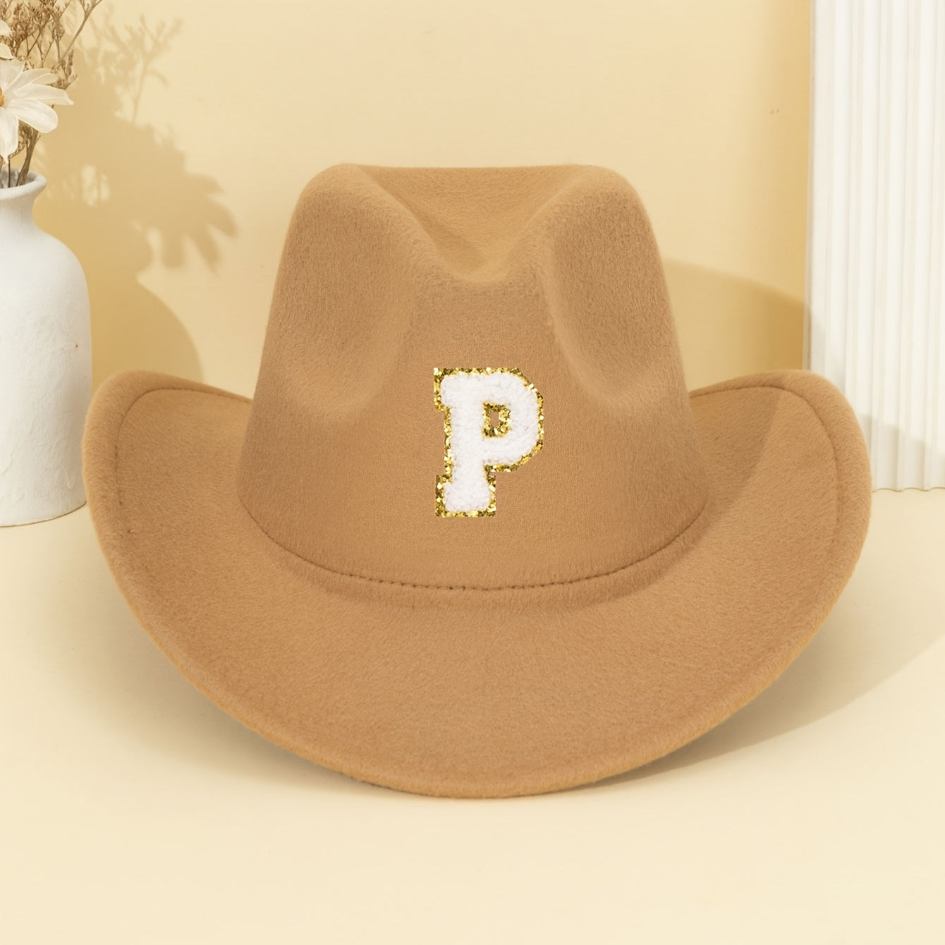 Khaki Alphabet Letter Fedora Hat
