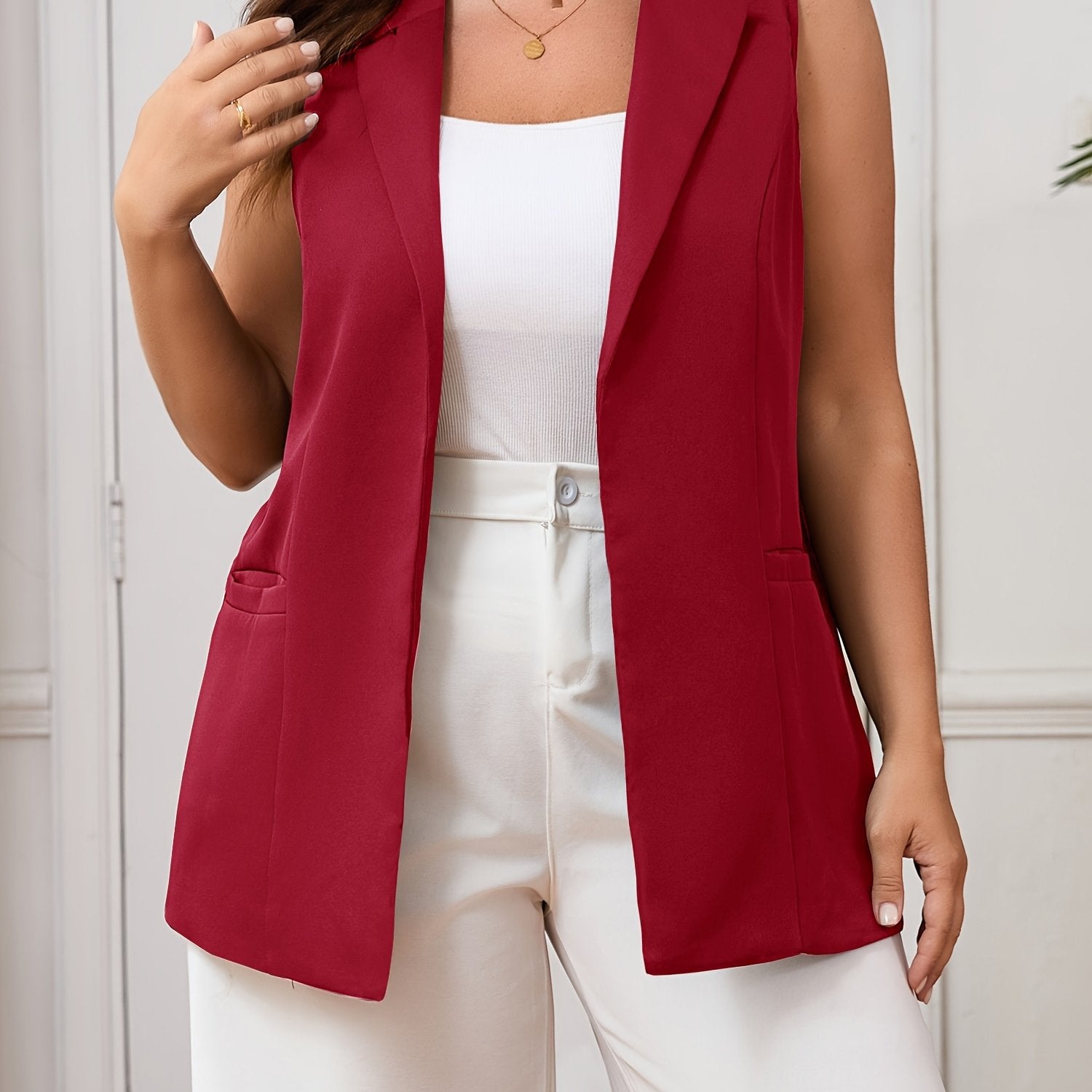 Women's Black Sleeveless Suit Vest – Slim Fit