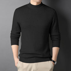 Pure Color Half Collar Men's Slim Fit Sweater Base Sweater