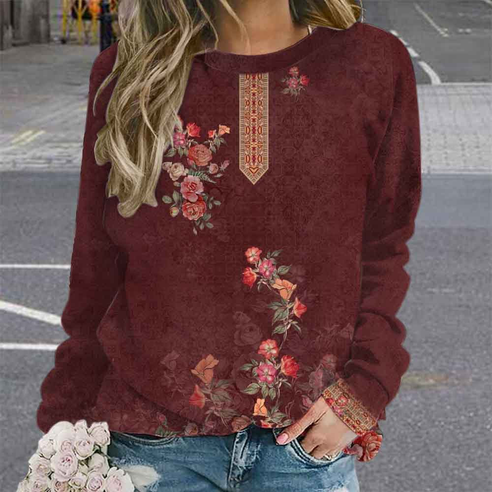 Women's Retro Tie-Dye 3D Digital Print Pullover Sweater
