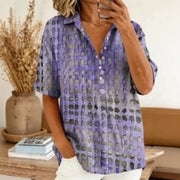 Classic Button-Down Collar Pullover Shirt Top for Women
