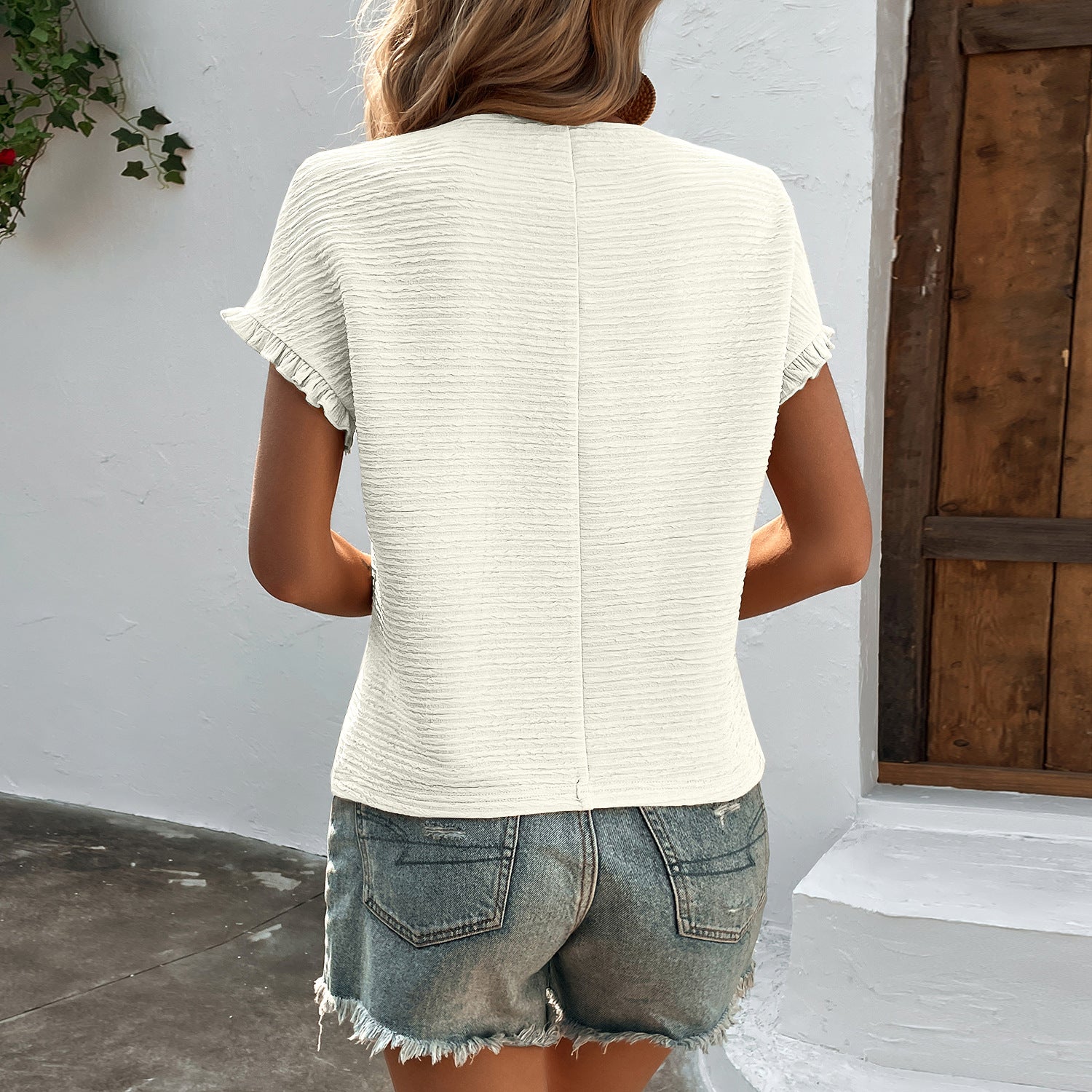 Chic Ruffle Sleeve Casual Knit Top for Women
