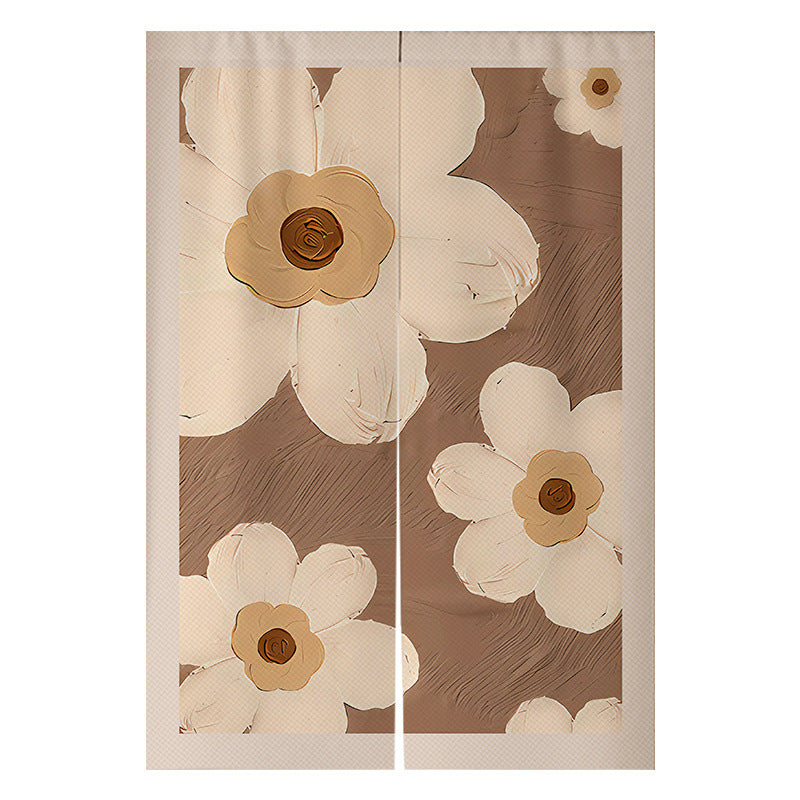 Cream Flowers Simple Door Curtain Bathroom Windshield