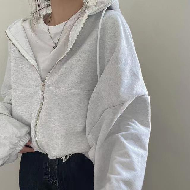 Casual Loose Fit Drawstring Pocket Hoodie Coat