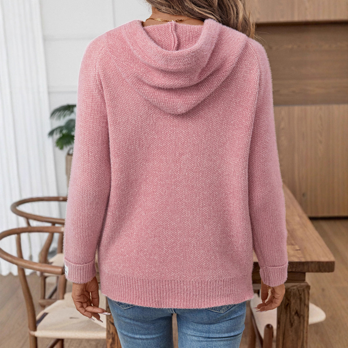 All-matching Lazy Style Mink-like Wool Hooded Sweater
