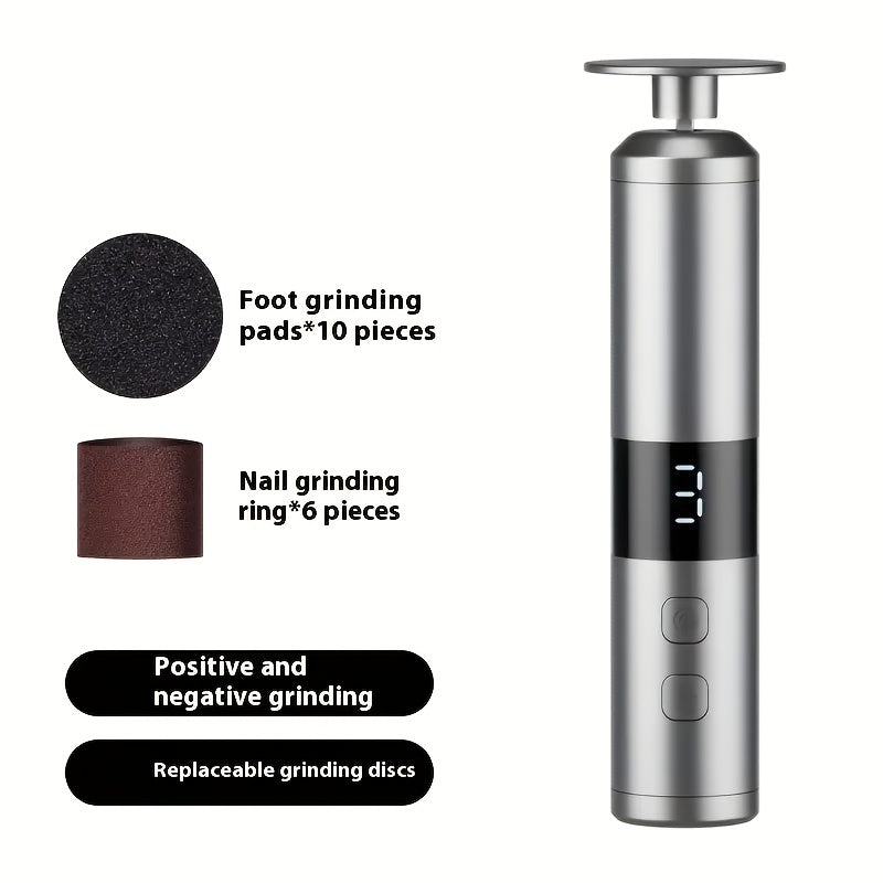 42mm 2‑in‑1 Foot and Nail Grinder with USB Charging, 3‑Speed Adjustment and 16 Interchangeable Heads