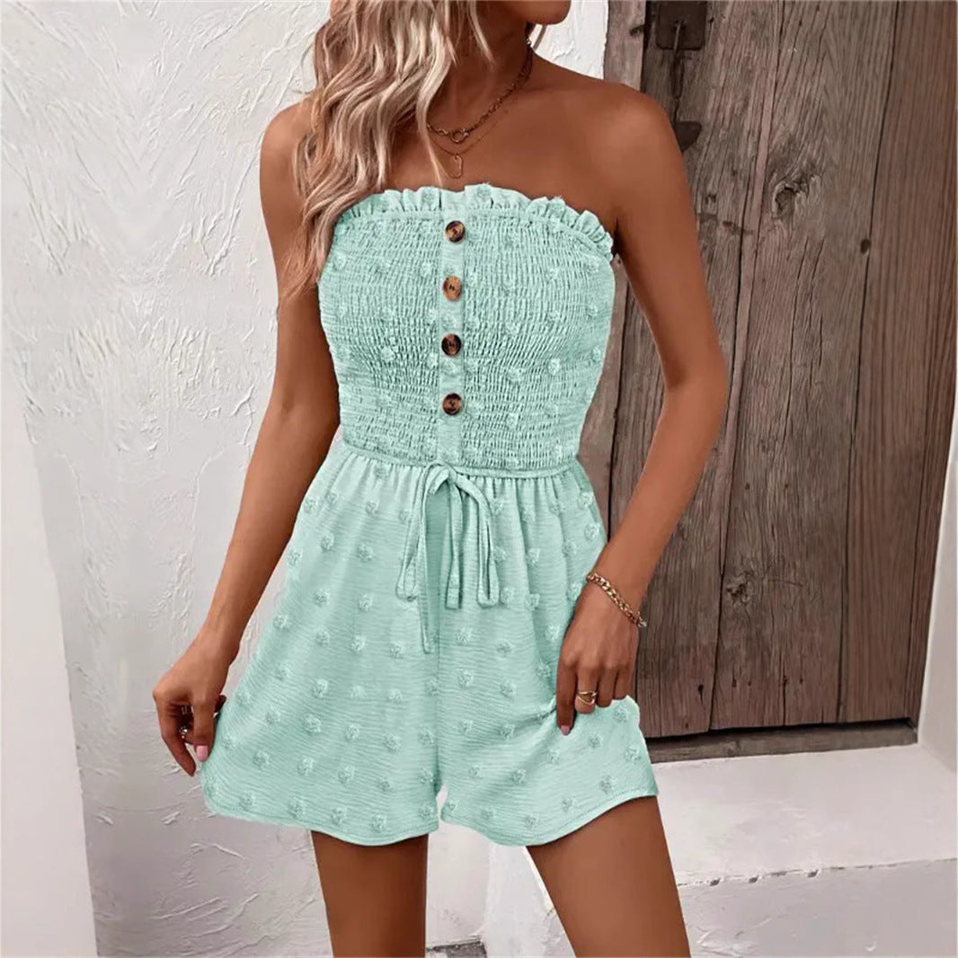 Womens Fashion Solid-color Off-shoulder Jumpsuit