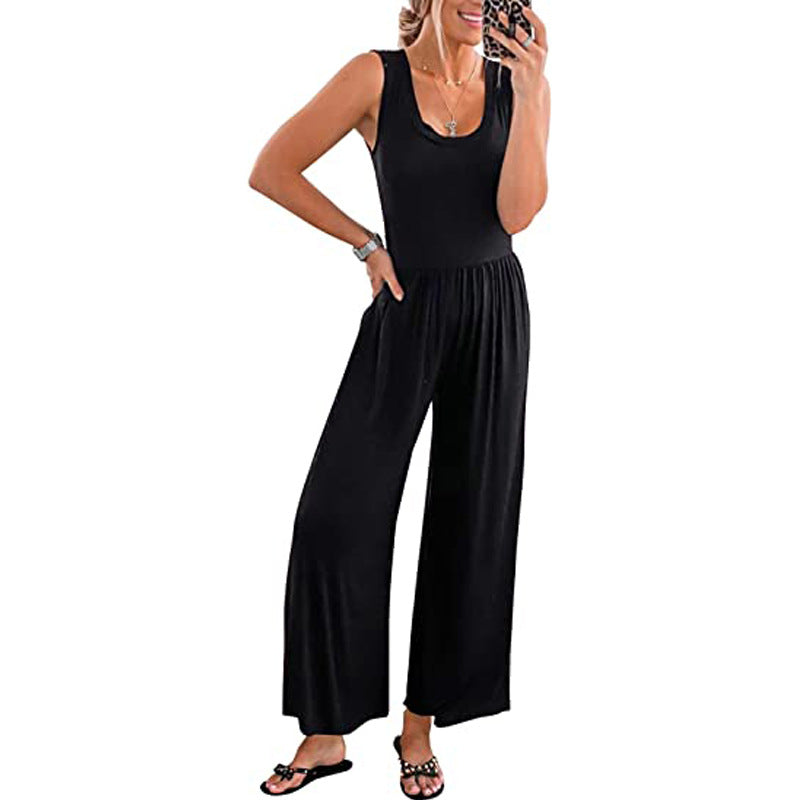 Women's Loose-Fitting Sleeveless Stretch Jumpsuit