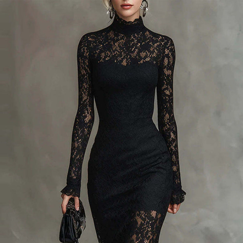 Luxury Elegant Long-sleeve Party Dress, High Waisted Slim Fit Bodyc…
