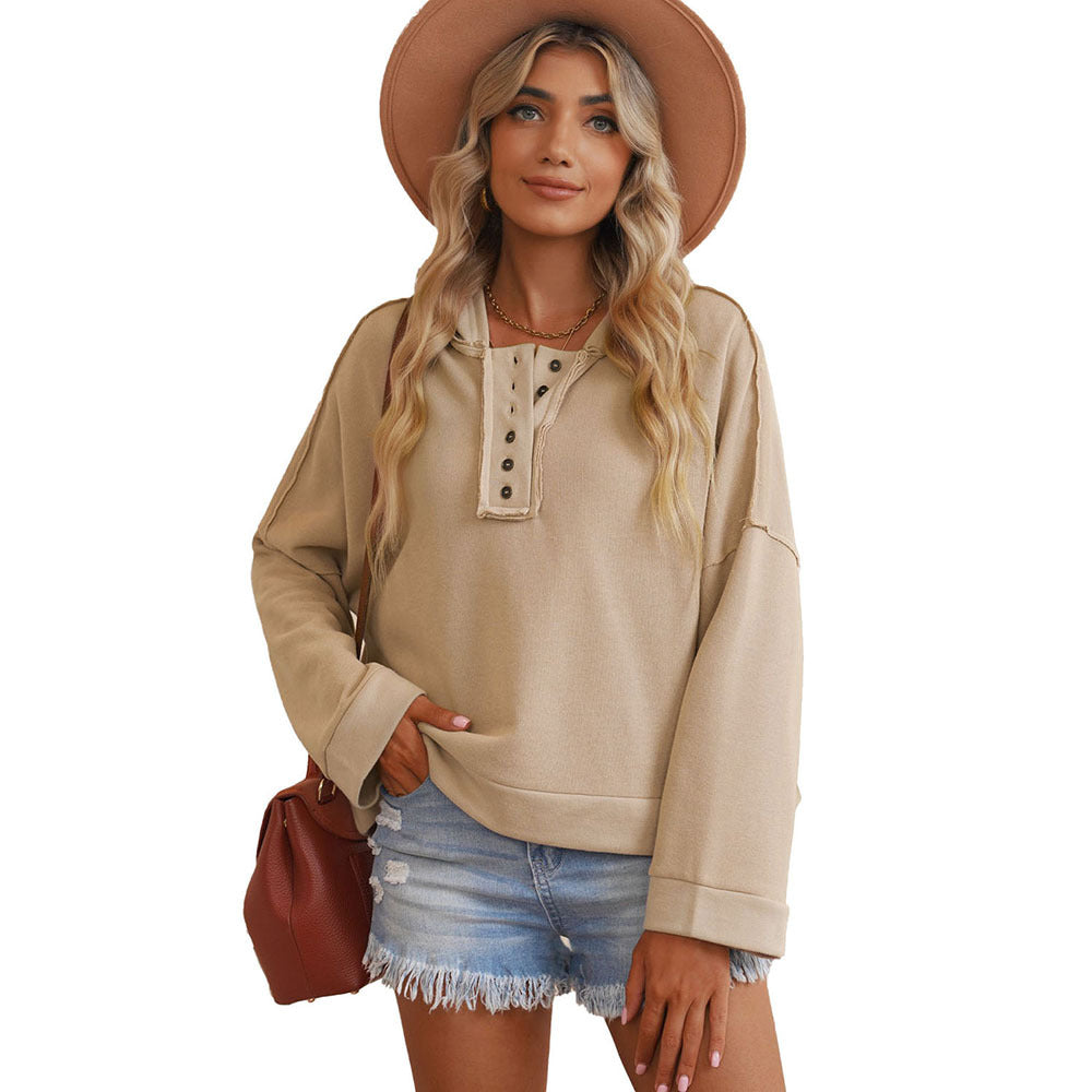 Women's Thickened Casual Drop-Shoulder Patchwork Hoodie