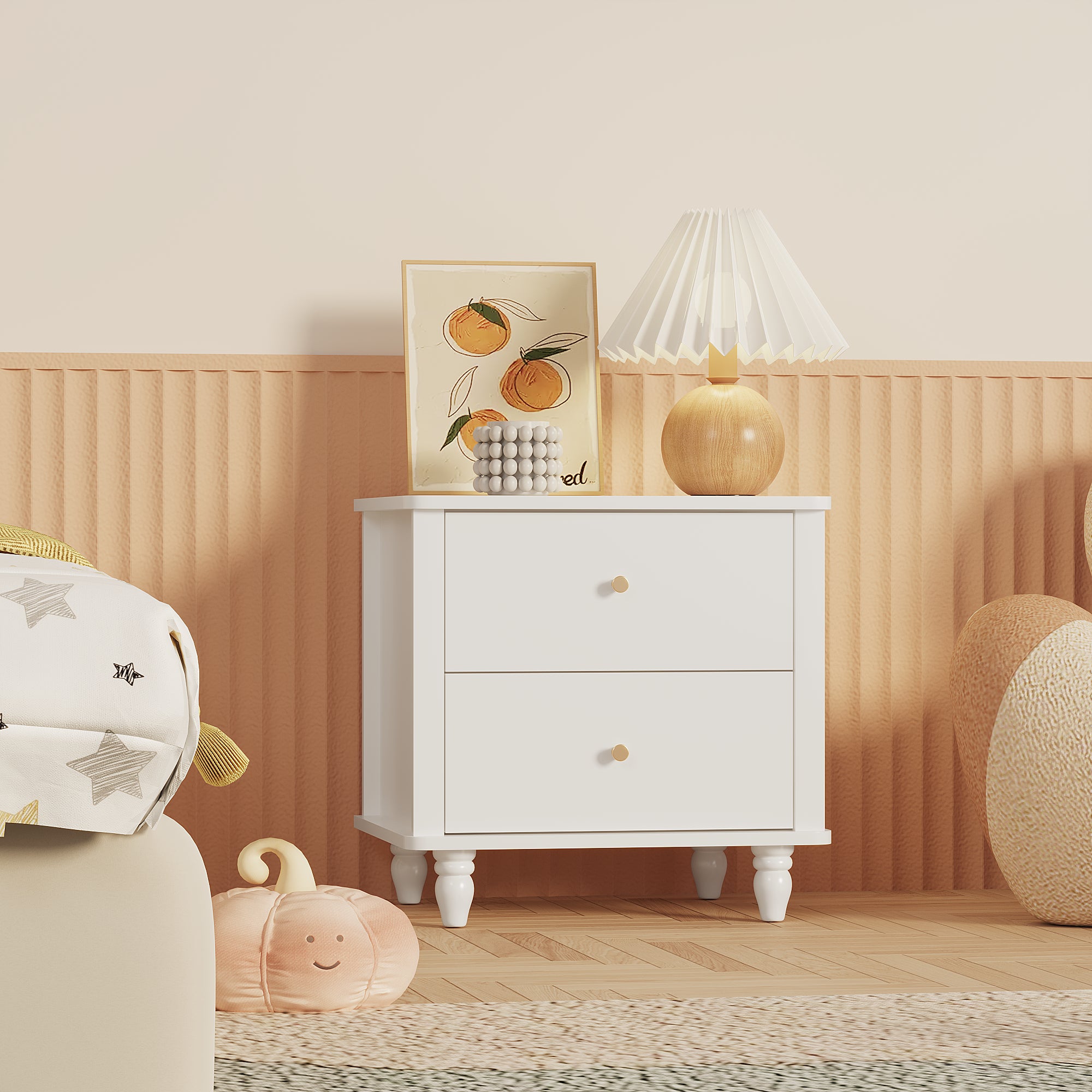 Space-Saving 2-Drawer Nightstand for Bedroom & Living Room