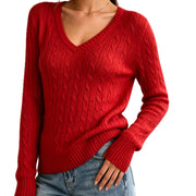 Solid-color Long-sleeve Pullover Sweater for Women