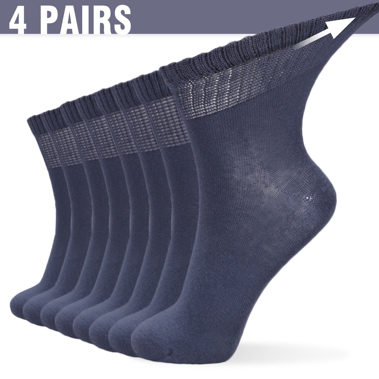 4‑Pair Women’s Neuropathy Socks – Non‑Binding Loose Fit, Seamless Toe, Moisture‑Wicking and Breathable for Edema and Circulation Support