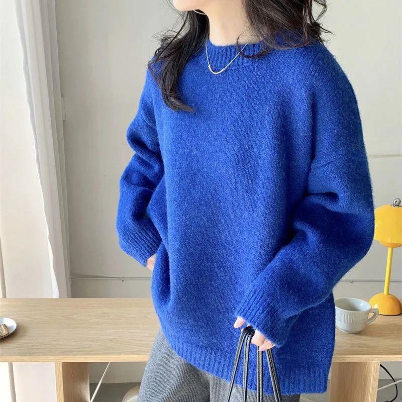 Thickened Loose-fitting Crew-neck Laid-back Style Sweater for Women