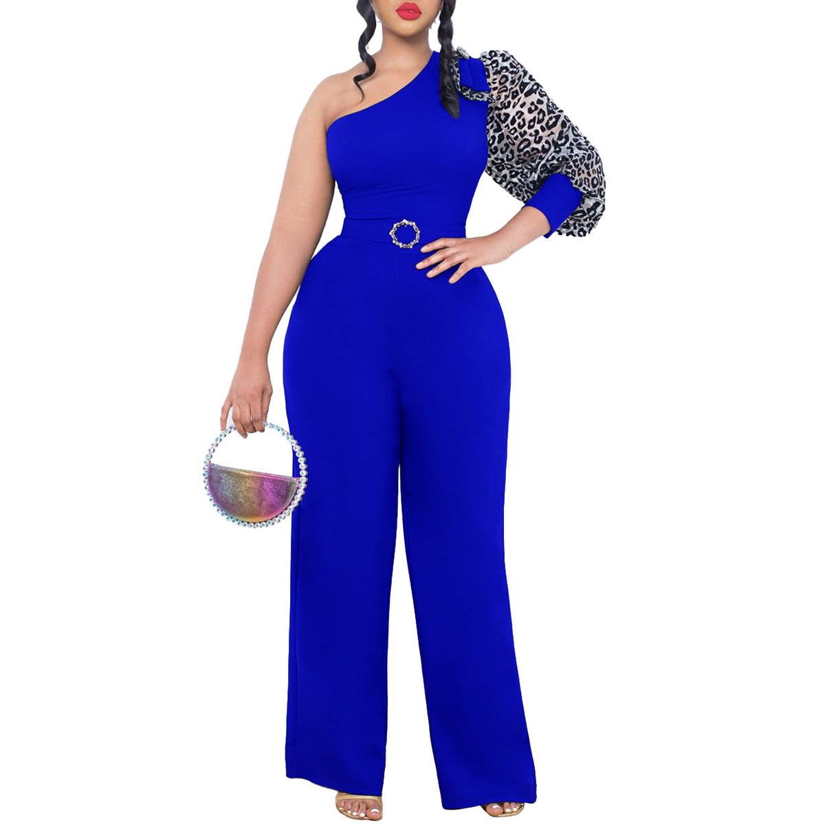 Off-Shoulder Chic Wide-Leg Waist-Cinching Jumpsuit