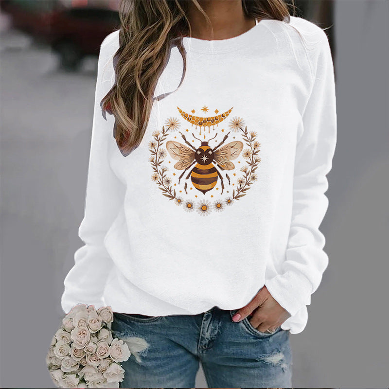 Trendy Moon Bee Round Neck Sweater for Women