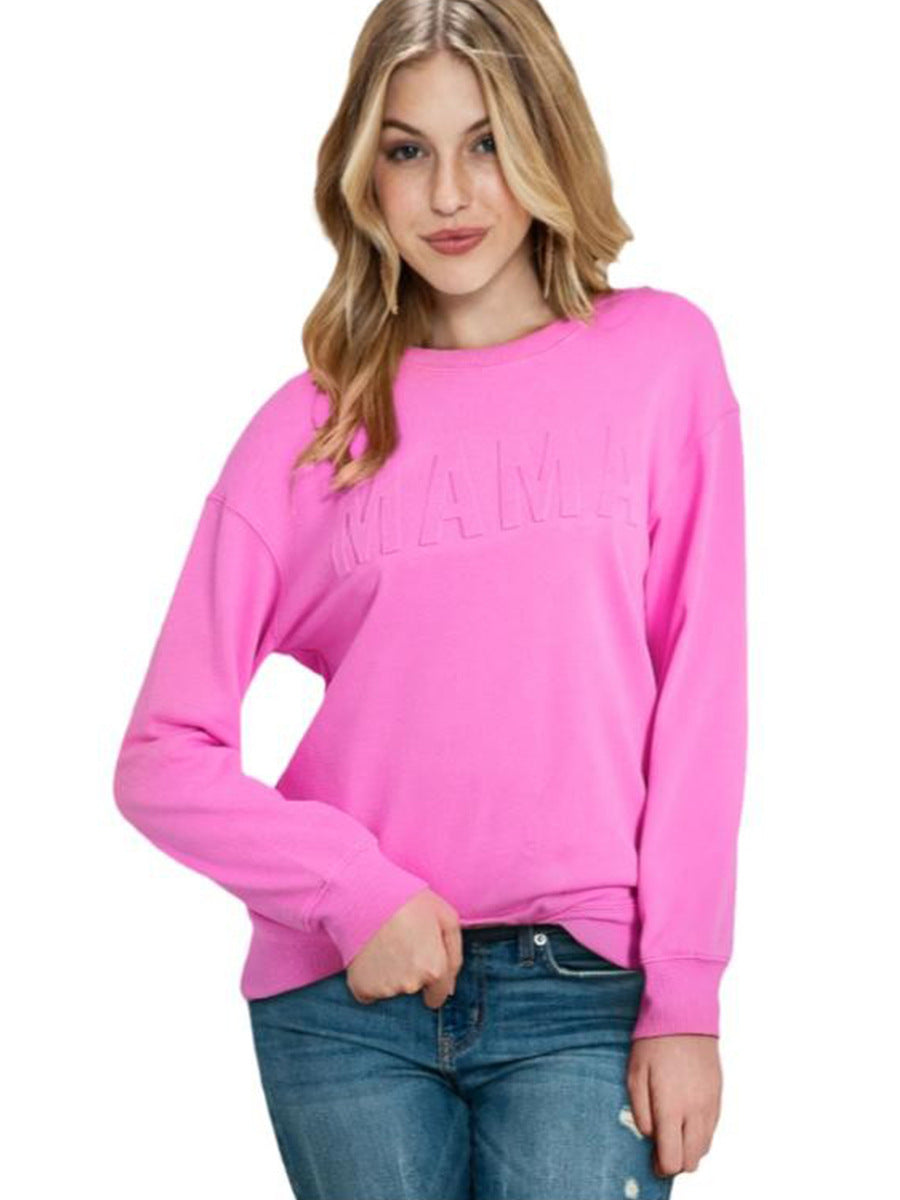 Casual Print Solid Pullover Sweatshirt