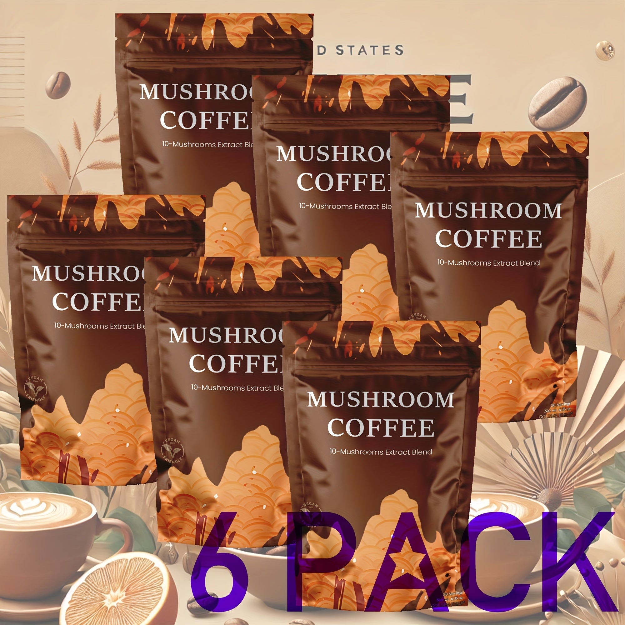 Organic Instant Coffee Blend with Adaptogenic Mushrooms and MCT Oil, 6.35 oz