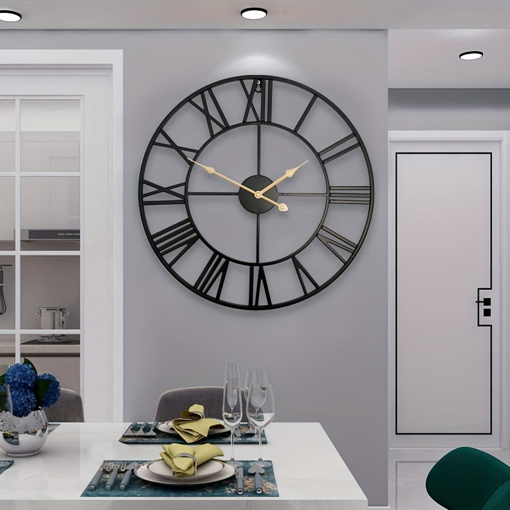28" Classic Silent Metal Wall Clock, for Hallway, Porch, Living Room, Kitchen, Study, Office, Garden, Room, Cafe Home Decoration, for Housewarming, Mother's Day, Father's Day, Anniversaries, Graduation Season, Halloween, Christmas Gifts