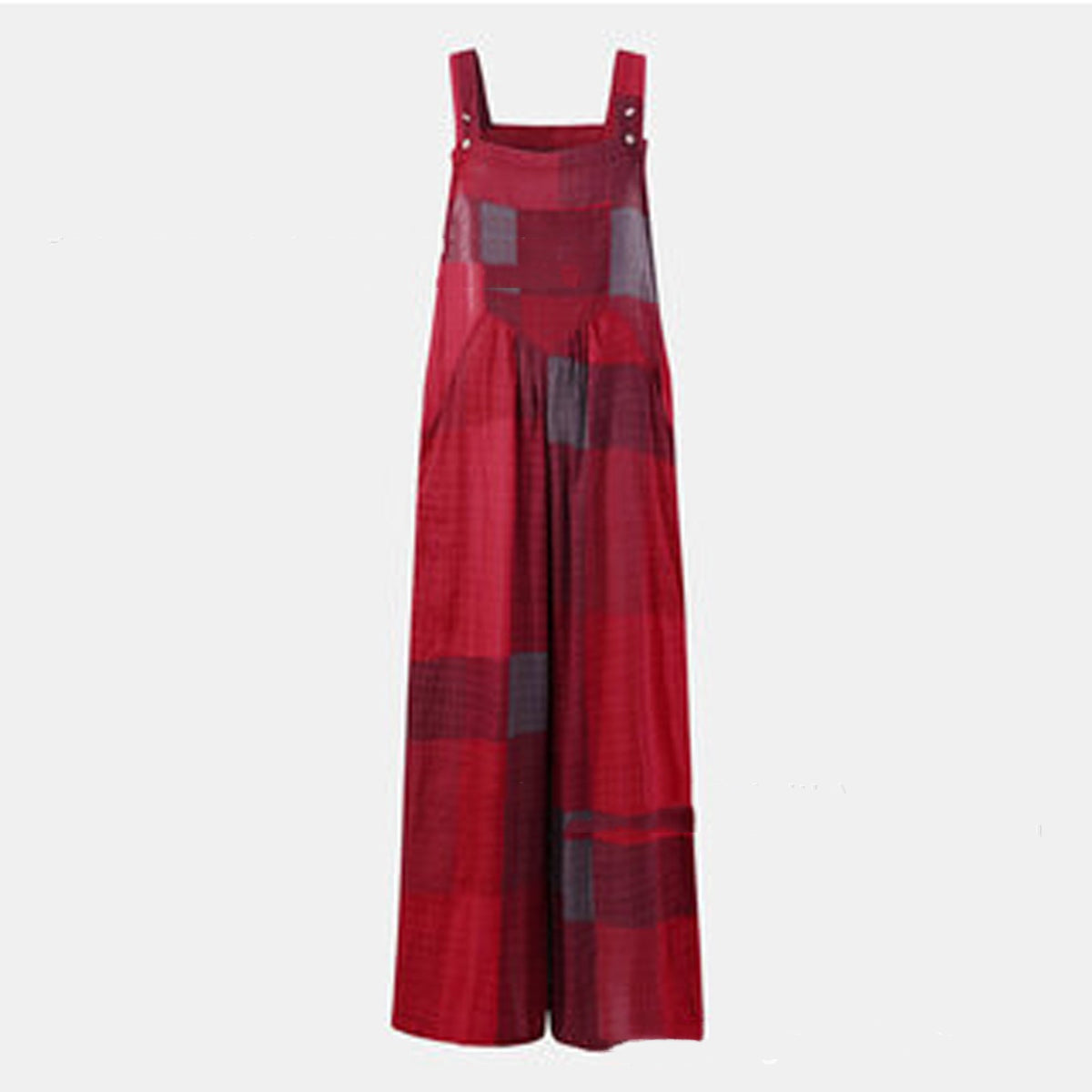 Retro Printed Button Strap One-piece Trousers