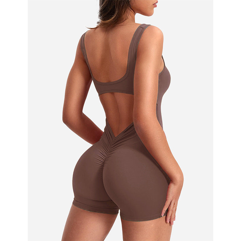 Backless Slim-Fit Yoga Jumpsuit with Hip-Lifting Design