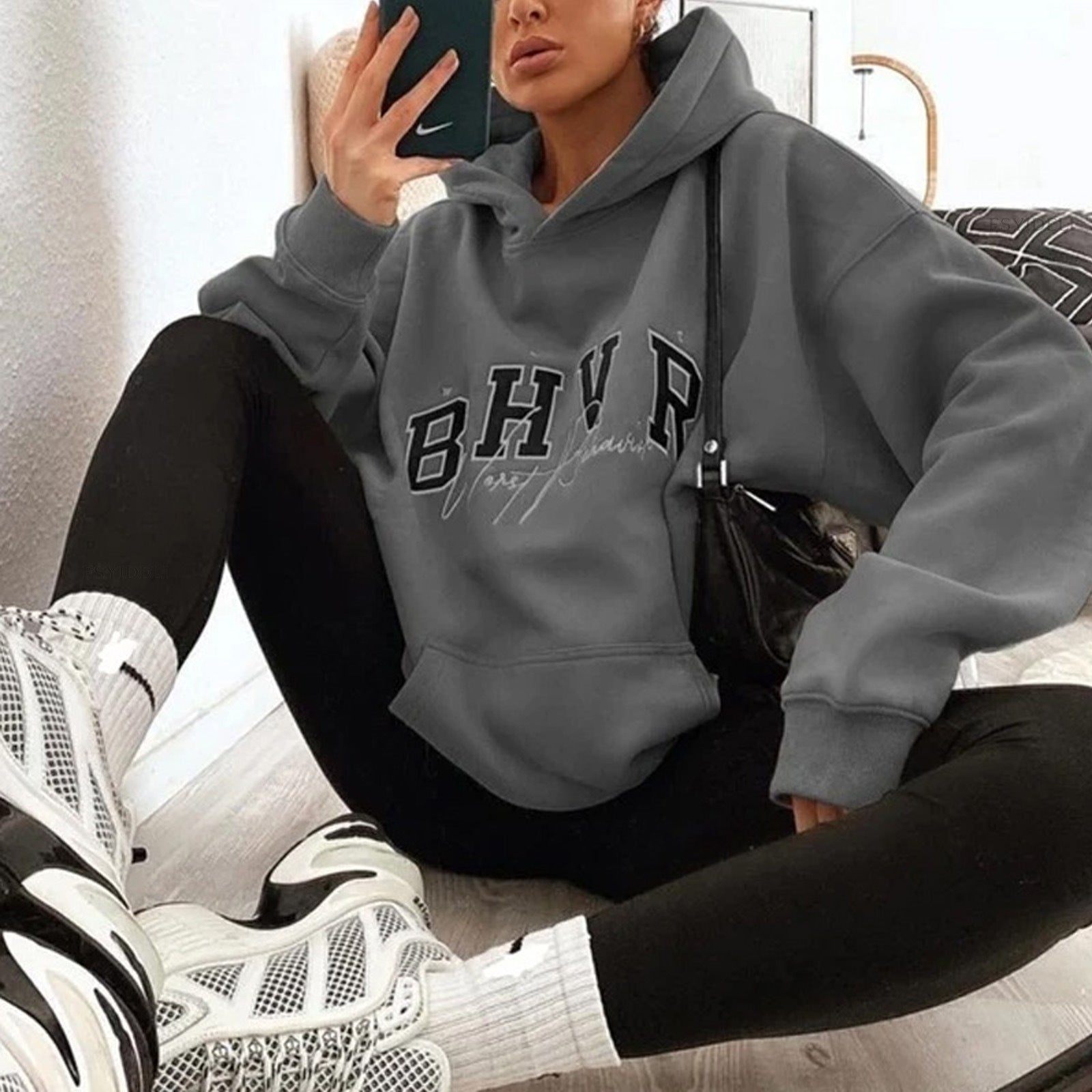 Cozy Gamer Letter Print Long-Sleeve Plush Hoodie