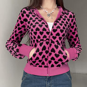 Chic Suede Love Heart Slim-Fit Women's Hooded Coat