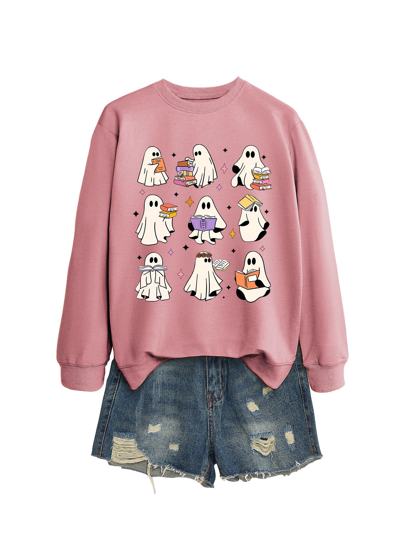 Women's Cozy Reading Print Pullover Sweater