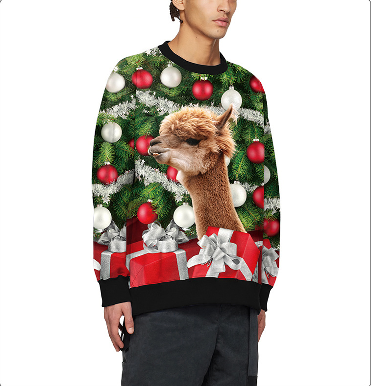 Festive Deer Print Christmas Casual Hoodie & Sweatshirt