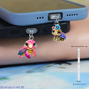 2‑Piece 2D Flat Acrylic Turtle Couple Phone Dust Plugs – Universal Fit for iPhone, Type‑C and Android Devices