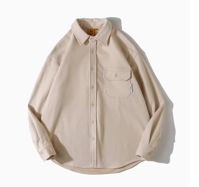 Girls' Solid Color Long-sleeved Casual Shirt Jacket