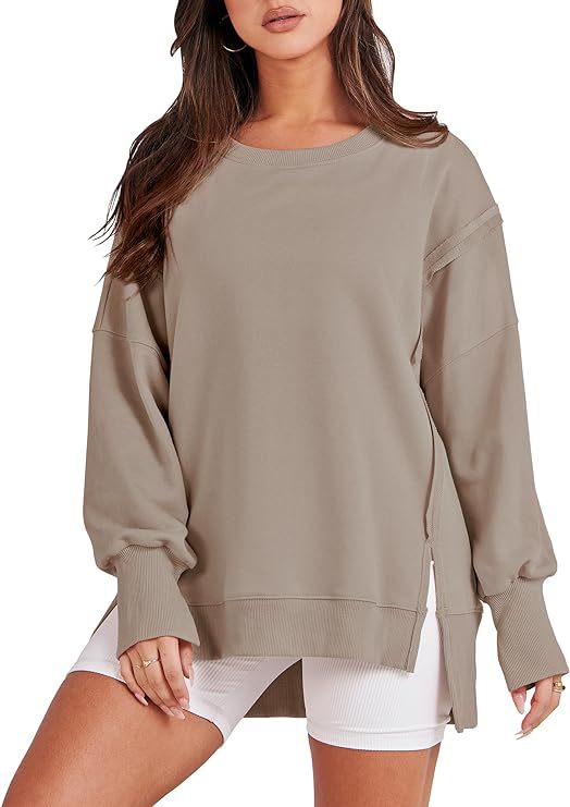 Frayed Hem Split Patchwork Long Sleeve Sweater