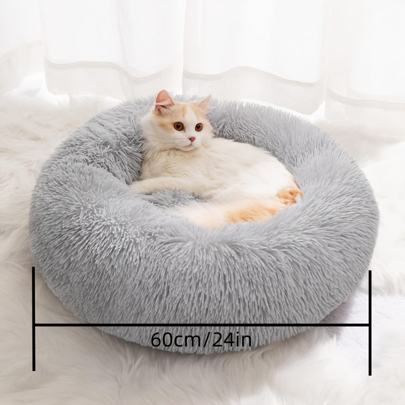 Donut Pet Nest, Round Super Soft Pet Nest Mat, Suitable For Cats And Dogs And All Kinds Of Small And Medium-Sized Pets, Light Gray Pet Nest Mat Outer Diameter 50/60/70Cm, 20/23.6/27.5In Comfortable...