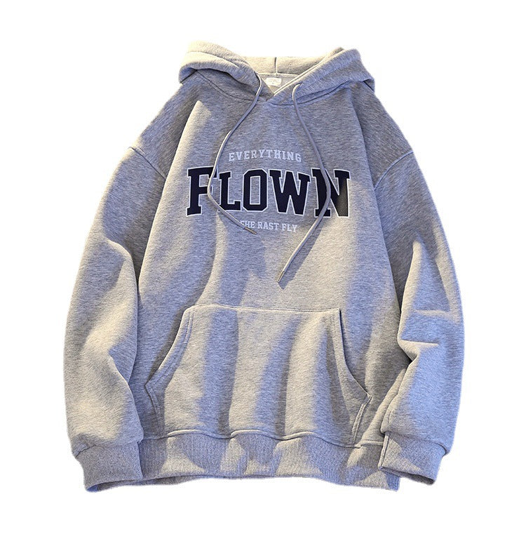 Korean Style Thickened Hooded Letter-Print Women's Sweater