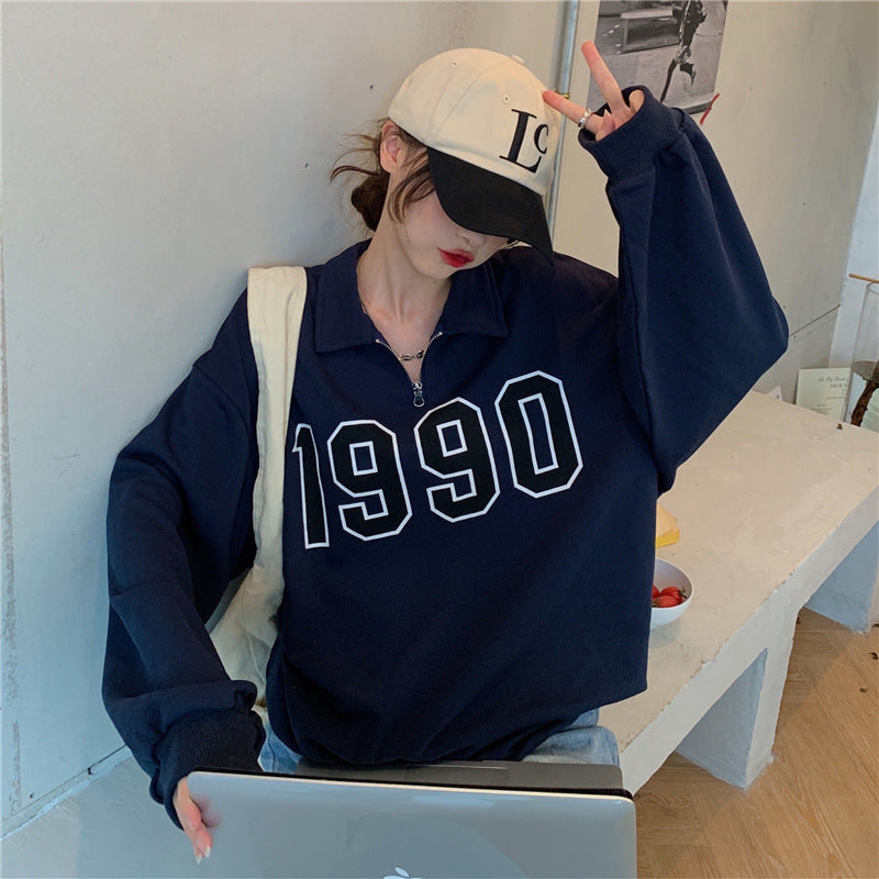 Retro Half-Zip Polo Long Sleeve Sweater