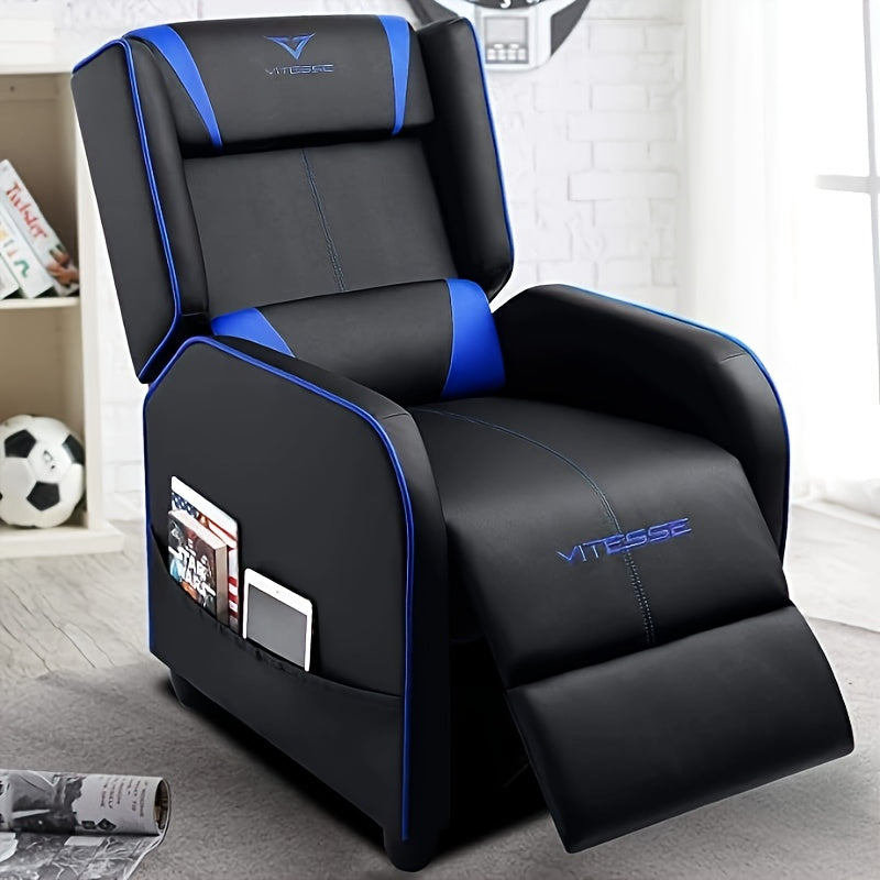 Ergonomic Gaming Recliner Chair – Racing Style Single Faux‑Leather Sofa