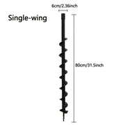 31-Inch Soil Displacement Spiral Earth Auger Bit for 52-65cc Gas Post Hole Diggers, Manganese Steel, 2.36-Inch Single/Double Blade
