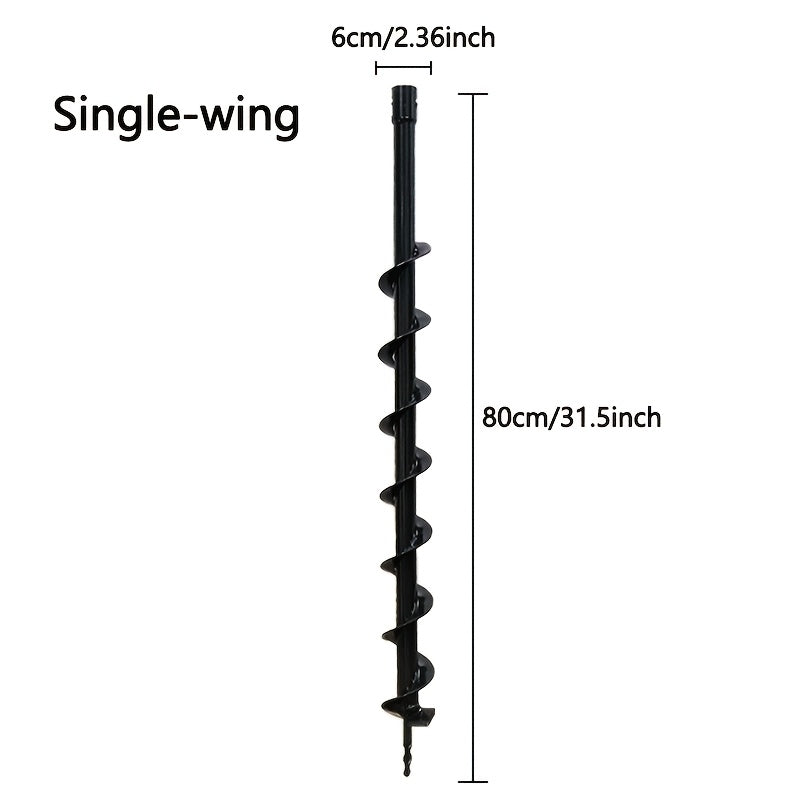 31-Inch Soil Displacement Spiral Earth Auger Bit for 52-65cc Gas Post Hole Diggers, Manganese Steel, 2.36-Inch Single/Double Blade