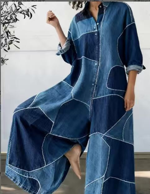 Casual Loose-fitting Comfortable Wide-leg Jumpsuit With Digital Print