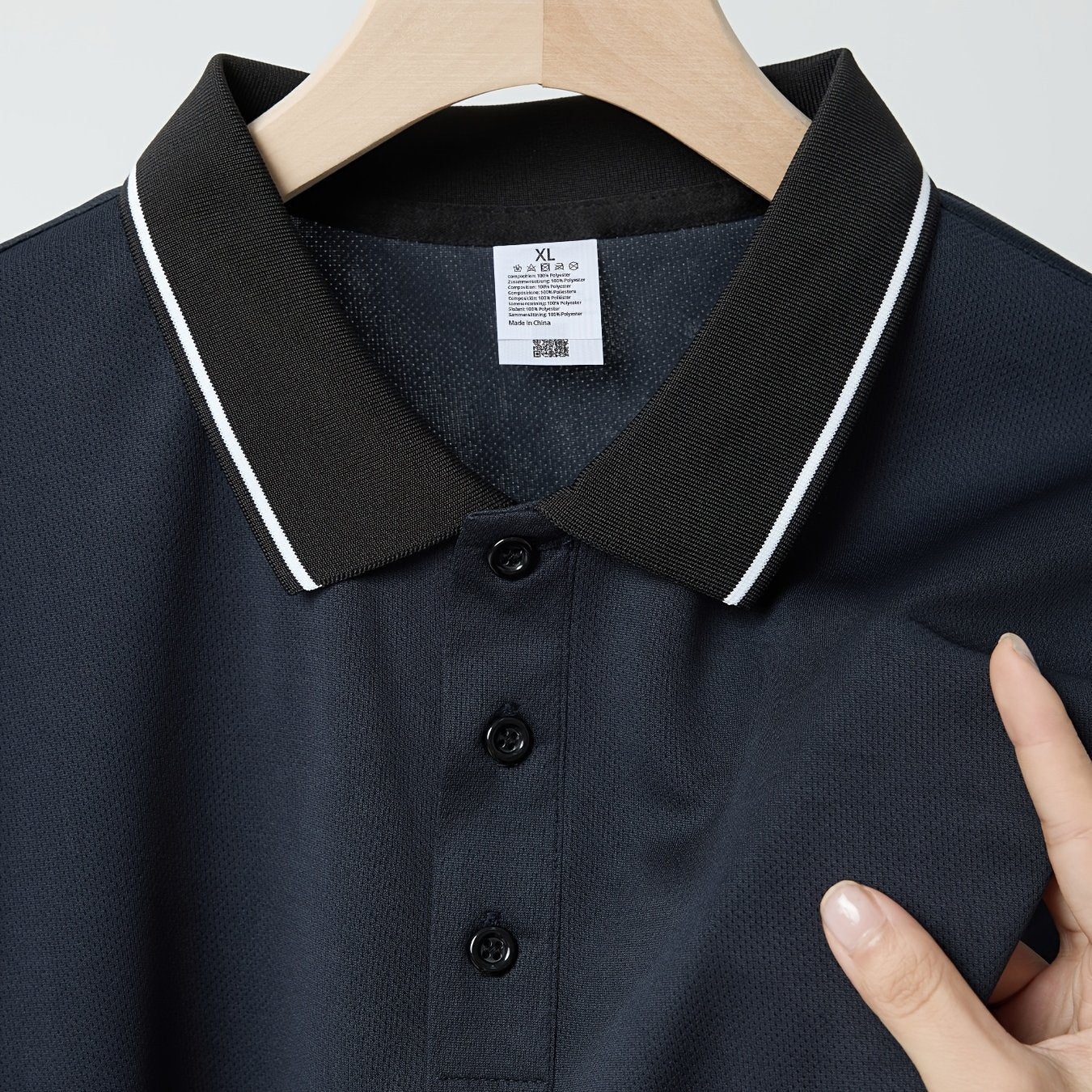 Men's Solid Color Polo Shirt with Breathable Fabric
