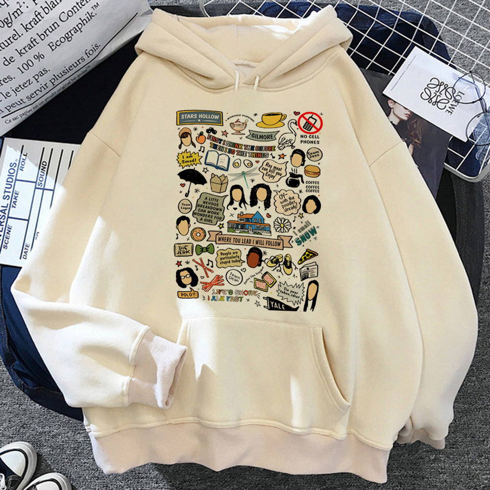 Cute Kiwi Fruit College Style Girls' Hooded Pullover
