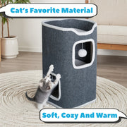 Multi-level Foldable Cat Tree Towers For Indoor - Cat Furniture, Interactive Hanging Toy Ball, Soft And Cozy Top Bed, Cama Para Gato, Cat Tree House, Cat Hideaway, Scratch-resistant Design,