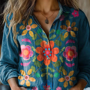 D Printed Exquisite Linen Women's Top