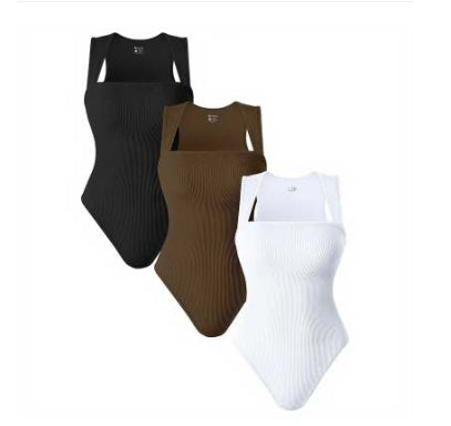 Sleeveless Square Neck Slim Fit Ribbed Jumpsuit