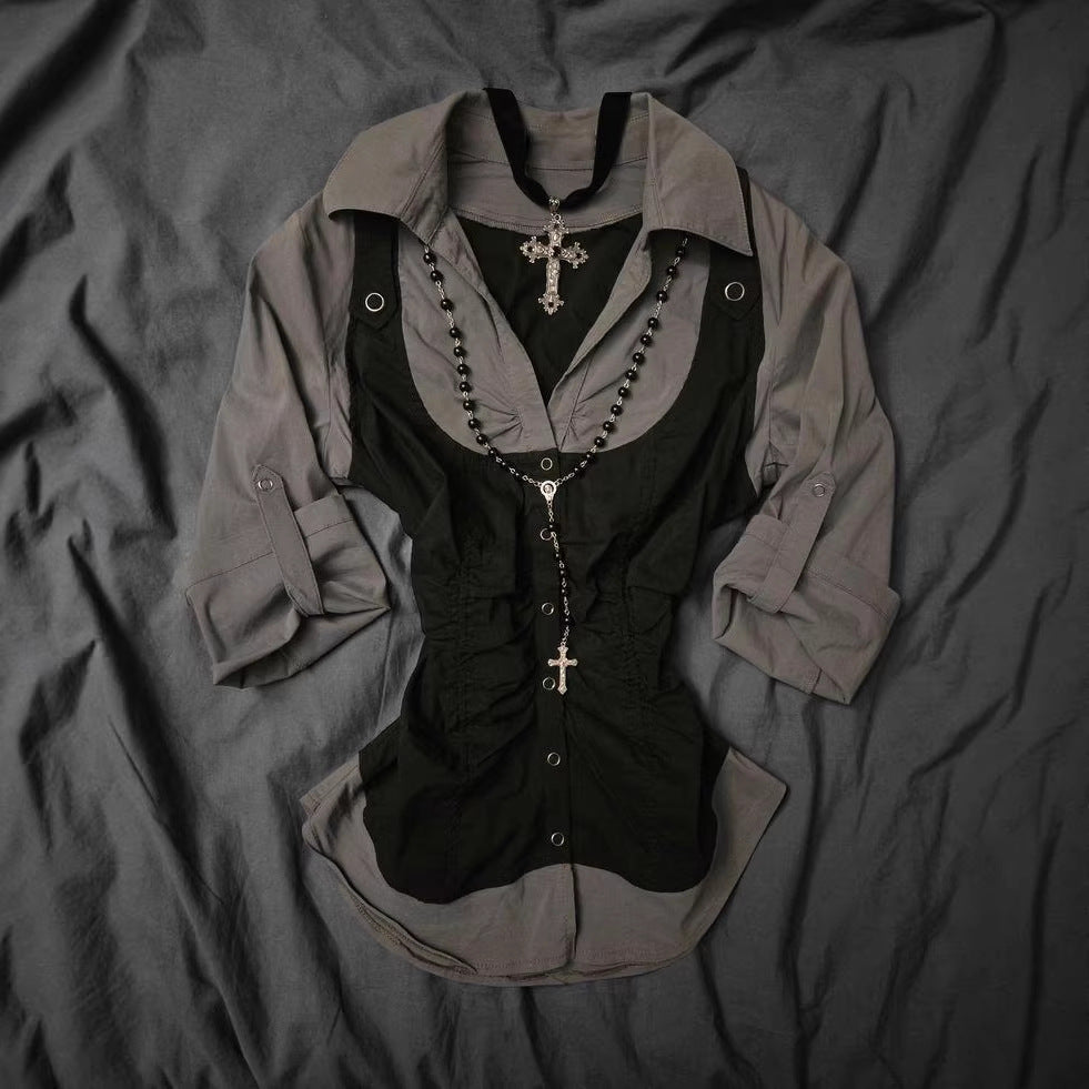 Slim-Fit Black Long Sleeve Top – Chic Streetwear T-Shirt
